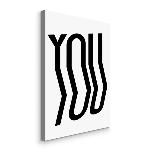 Canvas Gebogen zwart-witte You-letters