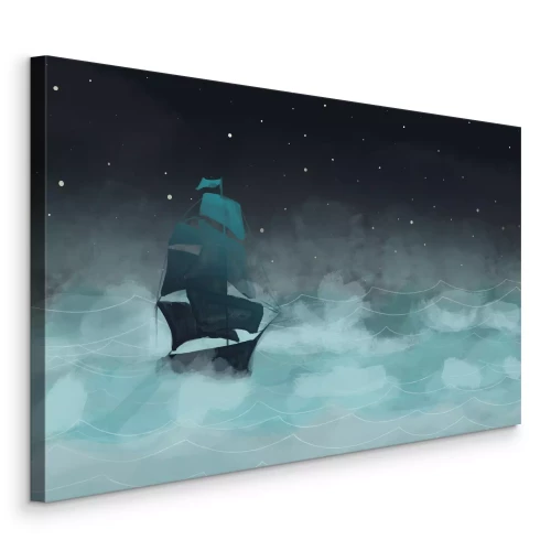 Canvas Een schip op zee &#39;s nachts onder de sterren