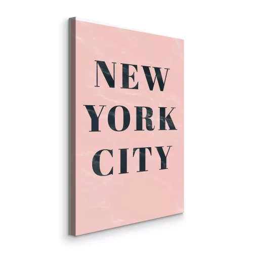 Canvas Het opschrift "New York City" op een poederroze achtergrond