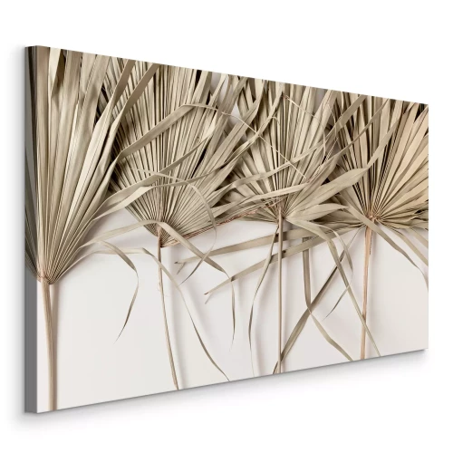Canvas Beige droge palmbladeren op een witte achtergrond