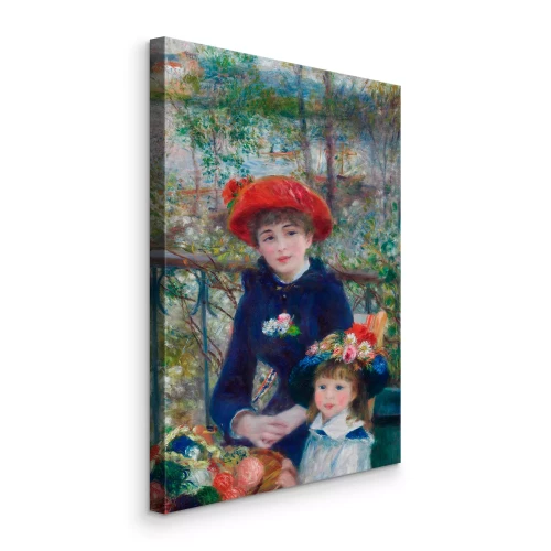 Canvas Kinderen op het zomerterras met uitzicht op het water