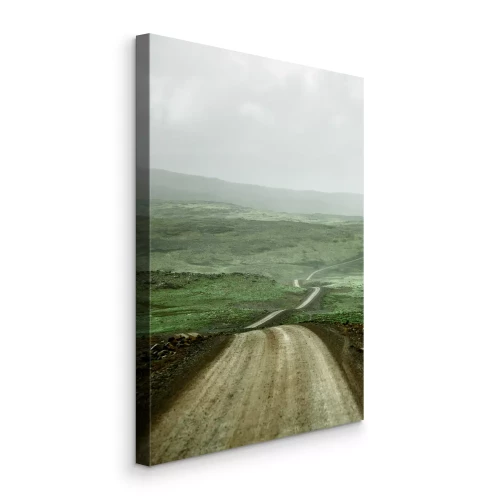 Canvas Grindweg in de mist