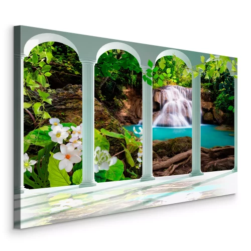 Canvas Paradijswaterval achter de kolommen