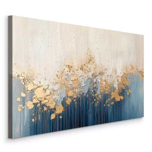 Canvas Een turbulente abstracte golf met vergulding