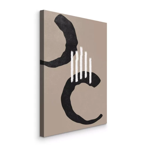 Canvas Contrasterende zwarte vormen met witte strepen