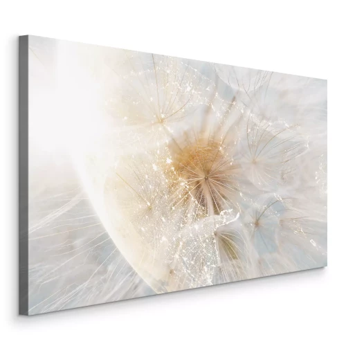 Canvas Paardenbloemen in een lichtgevende compositie