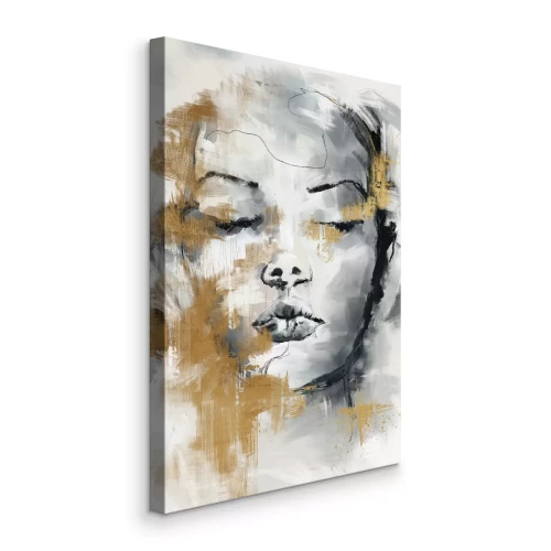 Canvas Artistiek vrouwengezicht met vergulding