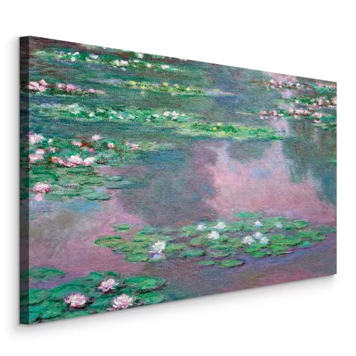 Canvas Waterlelies op het kalme oppervlak van een vijver