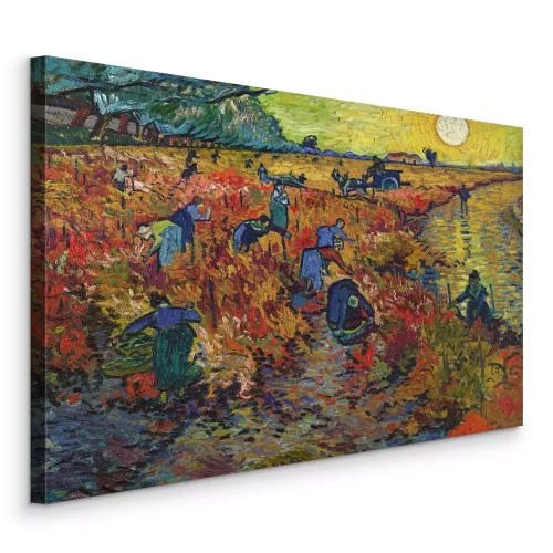 Canvas Traditionele boeren oogsten gewassen op het veld