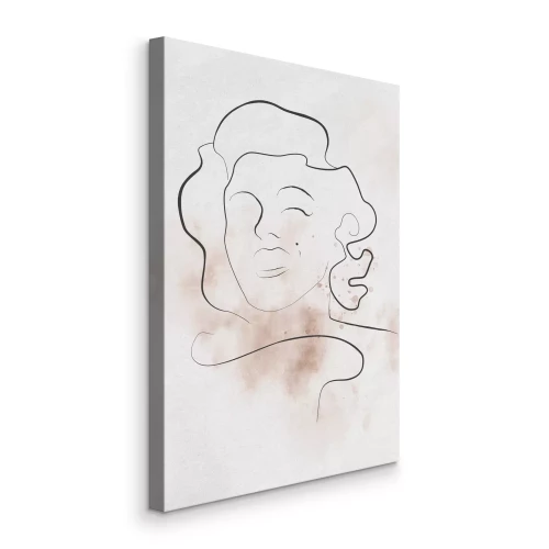Canvas Eénlijnsportret van Marilyn Monroe met beige spatten