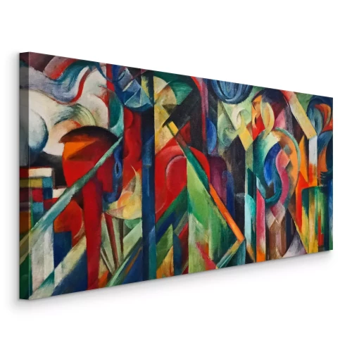 Canvas Reproductie van het abstracte schilderij De Stallen van Franz Marc