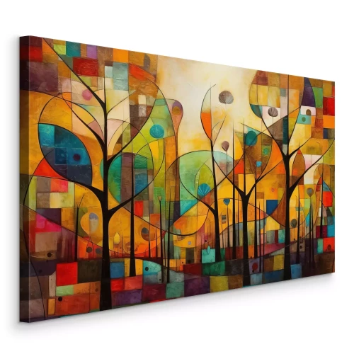 Canvas Abstract landschap van kleurrijke bomen