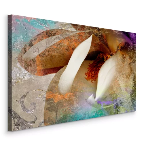 Canvas Artistiek detail van een magnoliabloem in kleuren