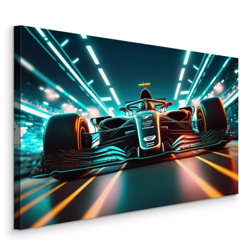 Canvas Een raceauto die door de lichten raast