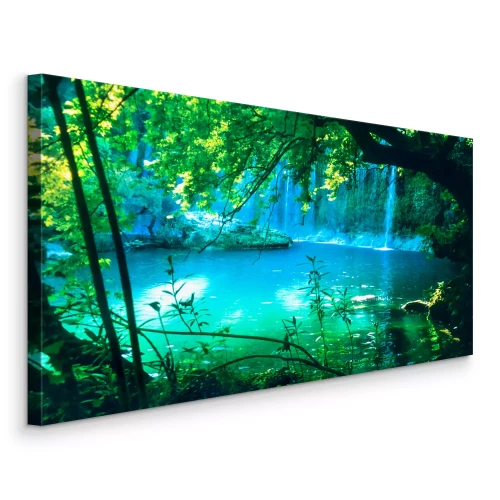 Canvas Een paradijselijke waterval met turquoise water
