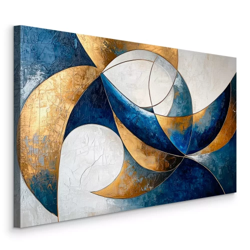 Canvas Vormen verdeeld door gouden lijnen