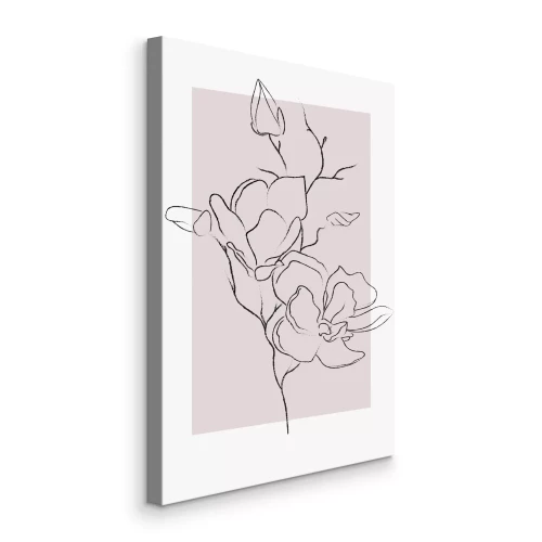 Canvas Lineaire schets van een magnoliatak