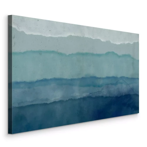 Canvas Artistieke blauwe golven geschilderd met waterverf