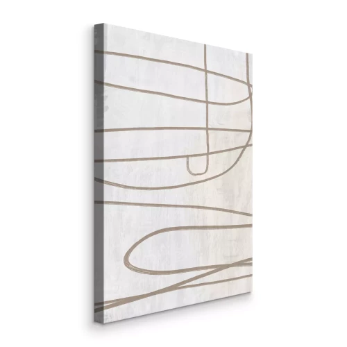 Canvas Beige abstracte lijnen op een lichtgrijze achtergrond