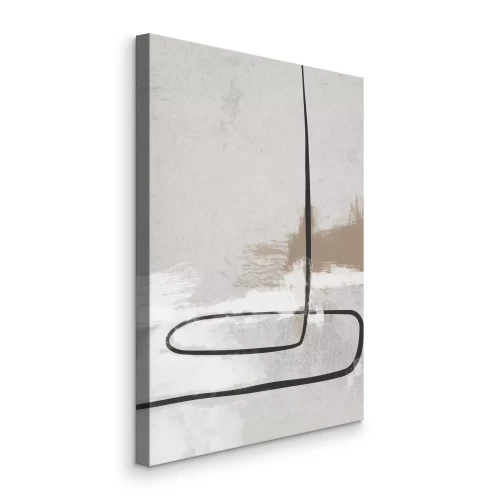 Canvas Minimalistische zwarte omtrek op een neutrale achtergrond