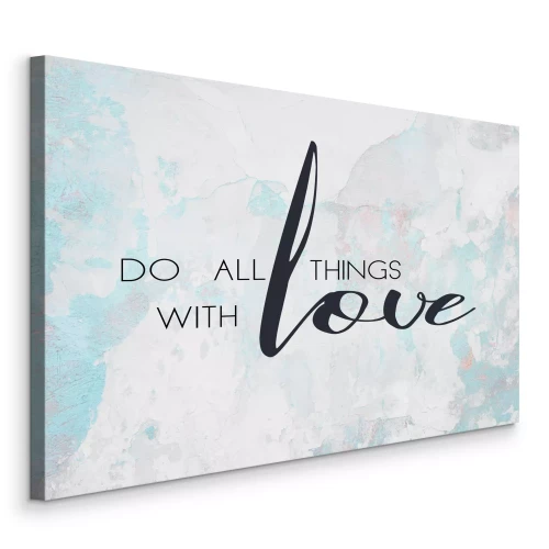 Canvas Opschrift over liefde op aquarel