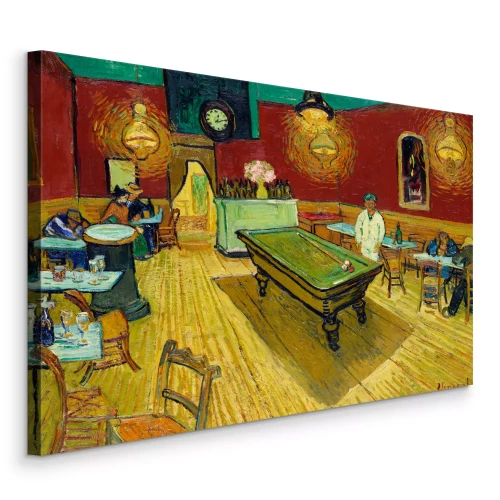 Canvas Een elegante bar met biljart en sfeervolle tafels