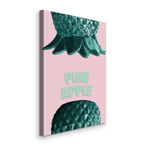 Canvas Glanzende ananasdecoratie in groen