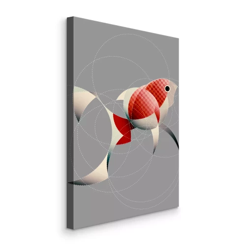 Canvas Vissen in cirkels in een abstracte stijl