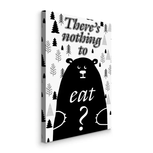 Canvas Inscriptie met een beer in het bos