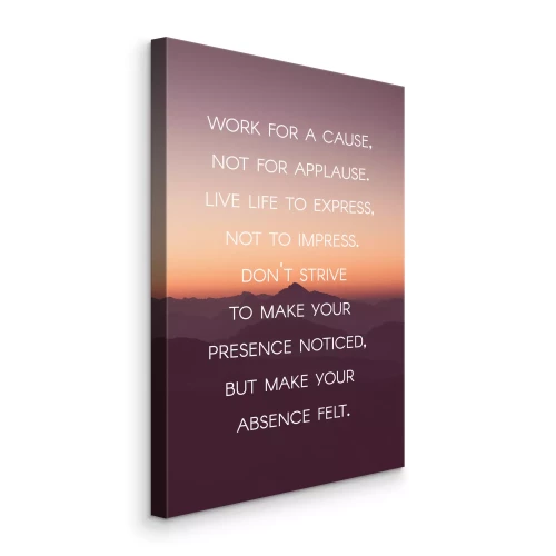 Canvas Het opschrift tegen de achtergrond van bergen bij zonsondergang