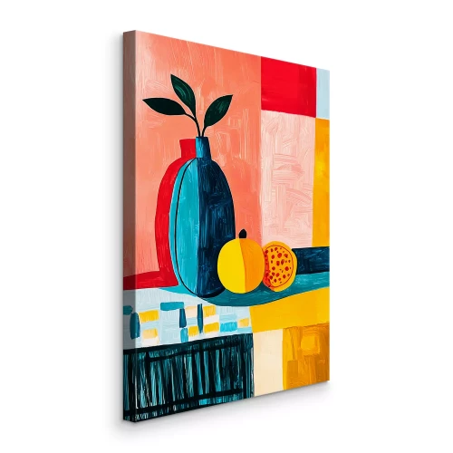 Canvas Stilleven op een kleurrijke abstracte achtergrond