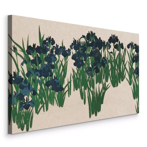 Canvas Een natuurlijke weide vol blauwe bloemen en wilde planten