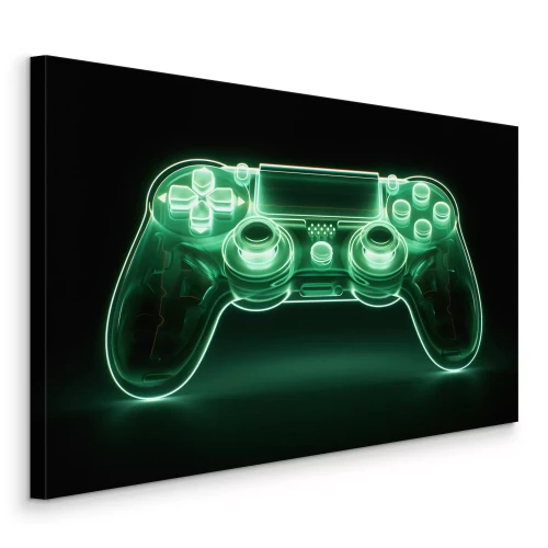 Canvas Gamecontroller in groene gloed