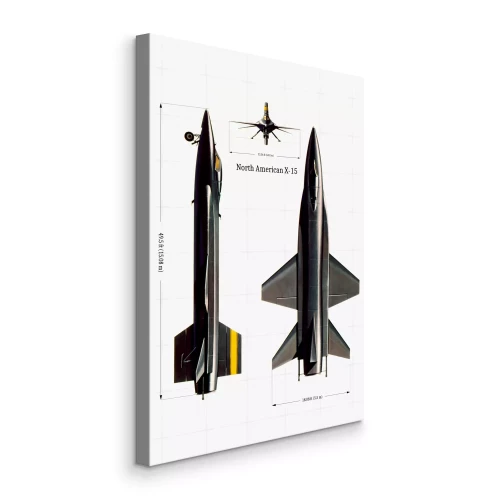 Canvas Technische tekening van het Noord-Amerikaanse X-15 straalvliegtuig