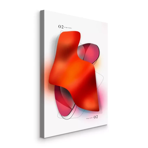 Canvas Een vloeiende geometrische compositie in oranje en roze