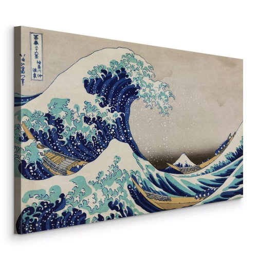 Canvas Een krachtige zeegolf tegen de achtergrond van een berglandschap