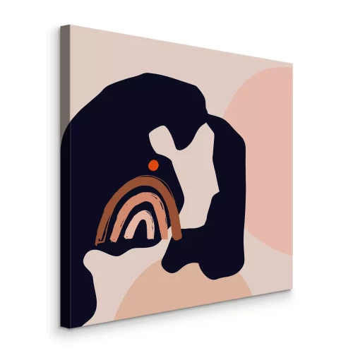 Canvas Een moderne compositie met een bruine regenboog en vormen