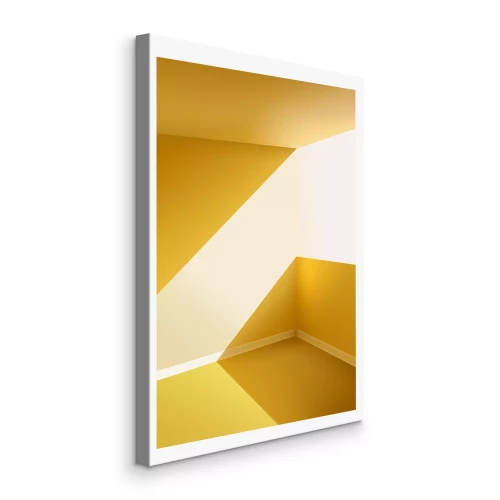 Canvas Een lichtstraal in een geometrisch gouden interieur