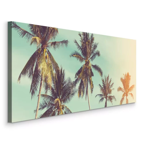 Canvas Palmbomen tegen een pastelkleurige lucht