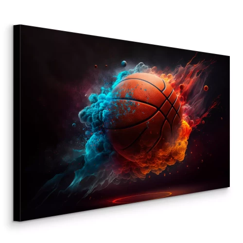 Canvas Basketbal als gevolg van een explosie van gekleurde rook