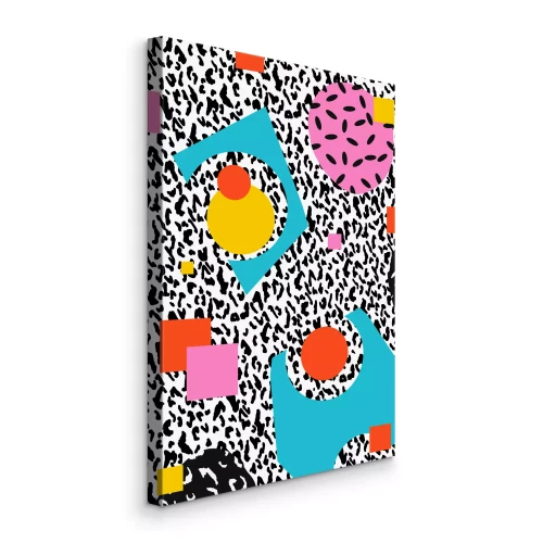Canvas Abstracte kleurrijke compositie in Memphis-stijl