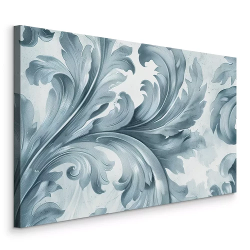 Canvas Grijsblauw plantenornament