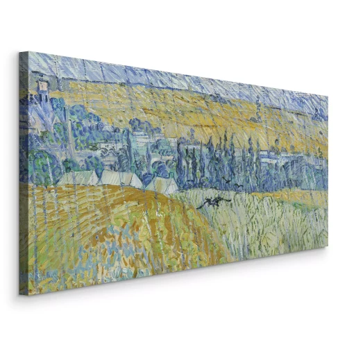 Canvas Auvers in de regen, een melancholisch landschap
