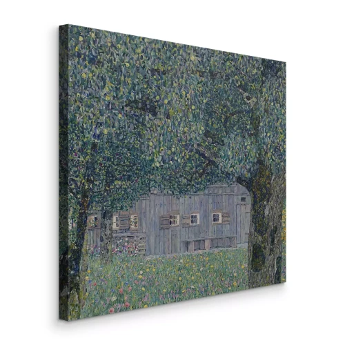 Canvas Een rustiek huisje te midden van een bloeiende tuin