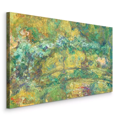 Canvas Een schilderachtig bloemenlandschap met een majestueuze brug