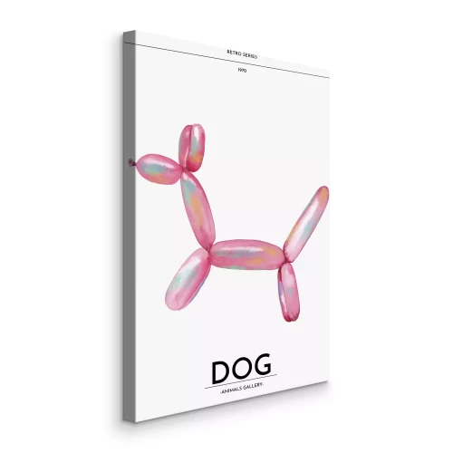 Canvas Roze retro ballonhond