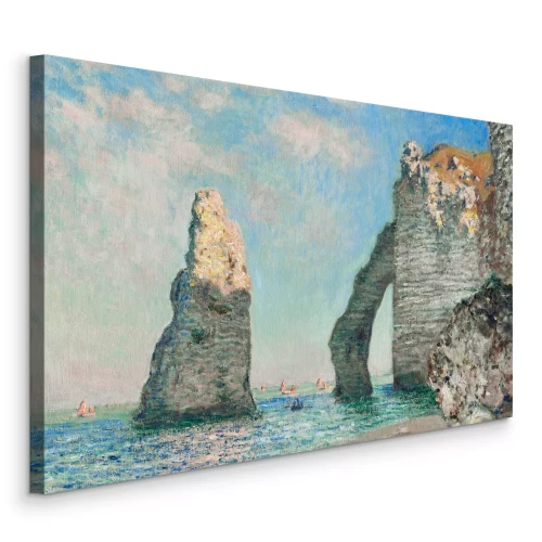 Canvas Indrukwekkende rotsachtige heuvels die boven het rustige strand uittorenen