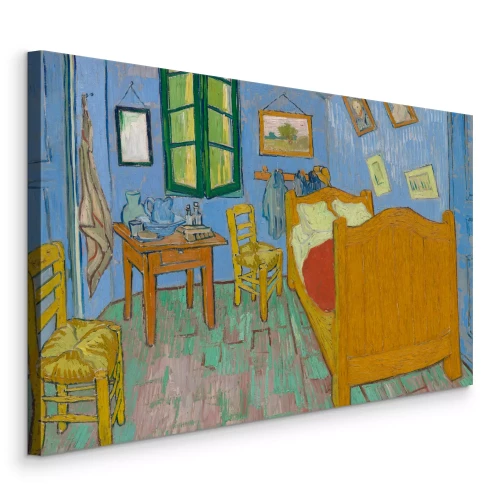 Canvas Rustieke kamer met schilderijen en houten meubilair