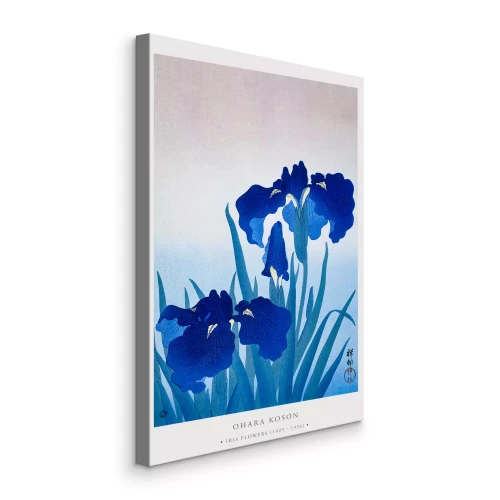 Canvas Ohara Kosona&#39;s blauwe irissen in Japanse stijl