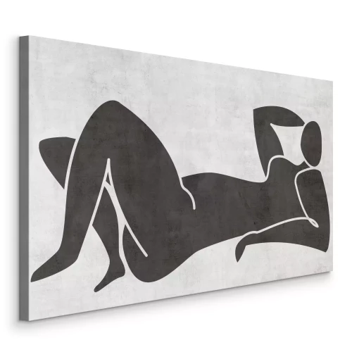 Canvas Een vrouwelijk silhouet in grijstinten